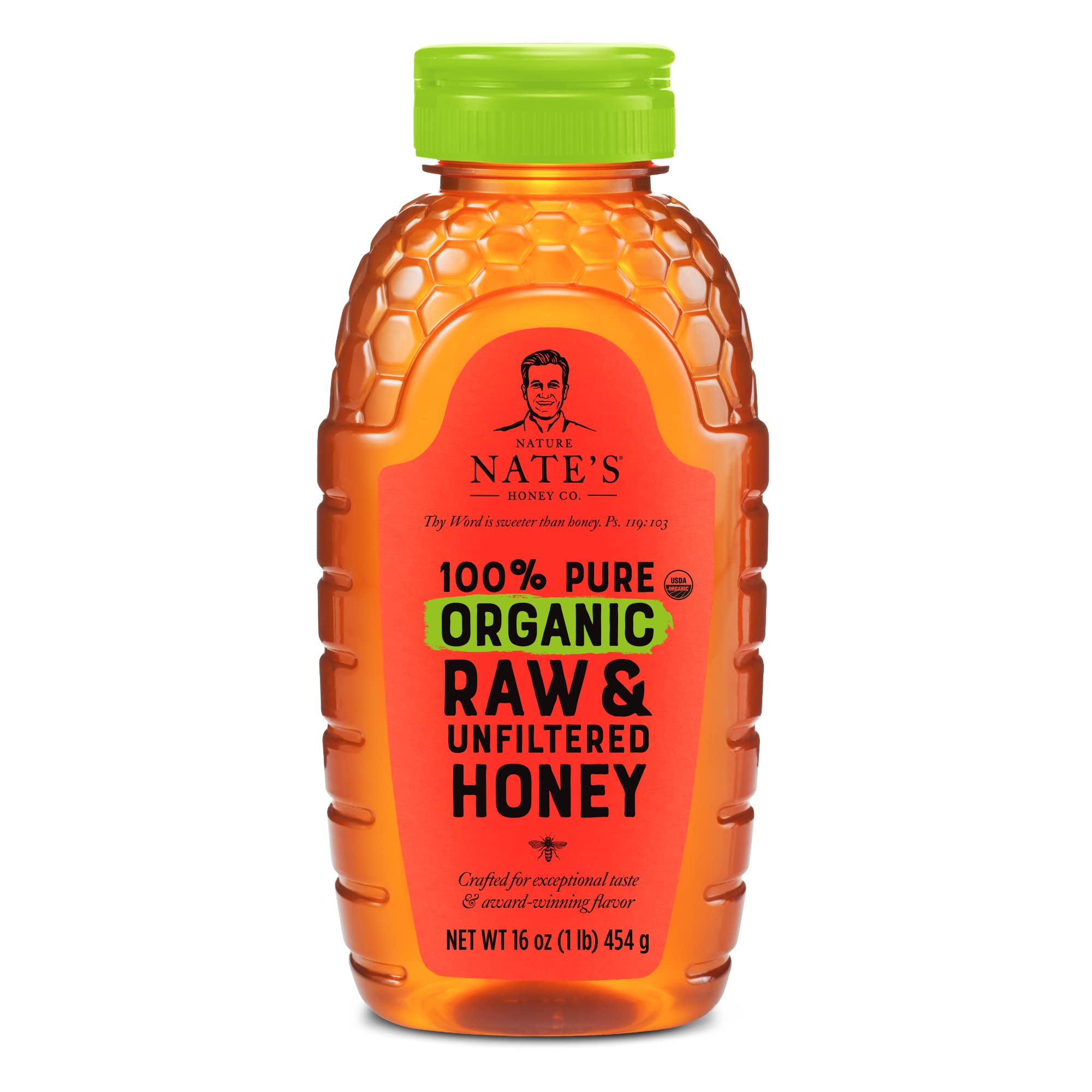 16oz. Nate's Organic 100% Pure, Raw & Unfiltered Honey - USDA Certified Organic - Squeeze Bottle $5.25 + Free Shipping w/ Prime or on $35+