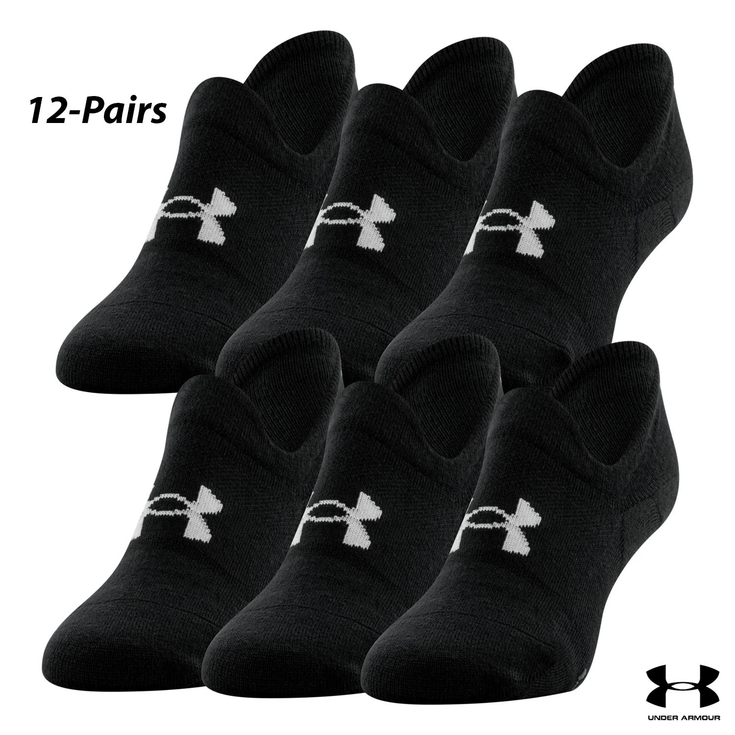 12 Pair Under Armour Men s Essential Ultra Low Tab Socks Large Black 