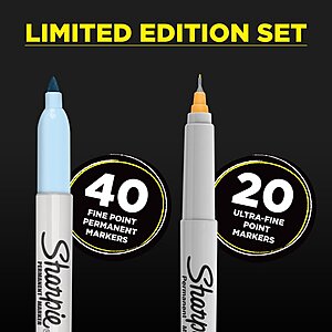 60 Count Sharpie Permanent Markers, Limited Edition, Assorted