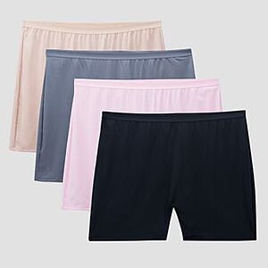 4 Pack Fit for Me Women's Plus Size Microfiber Slip Short Underwear Sizes 9- 13 $8.90 + Free Ship w/Prime