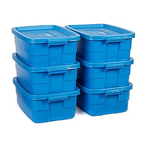 Rubbermaid Roughneck Tote 18 Gallon Storage Container, Heritage Blue (6 Pack)