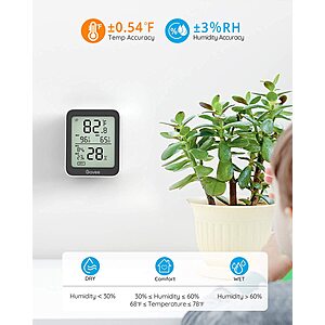Govee Smart Hygrometer Thermometer, Bluetooth Humidity Temperature Gauge  with Remote Monitor, Large LCD Display, Notification Alert with Max Min  Records, 2 Years Data Storage Export, Black 
