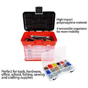 Portable Tool Storage Box - Small Parts Organizer w/ 4 Multi-Compartment  Trays $16.33 + Free Shipping w/ Prime or on $35+