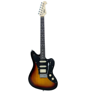 Monoprice Indo Series 6 String Basswood-Body Electric Guitar, Right, Sunburst w/Gig Bag (625882)