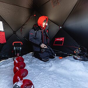 Eskimo Quickfish 3 Pop-Up Portable Hub-Style Ice Fishing Shelter, 34 Square Feet of Fishable Area, 3 Person Shelter