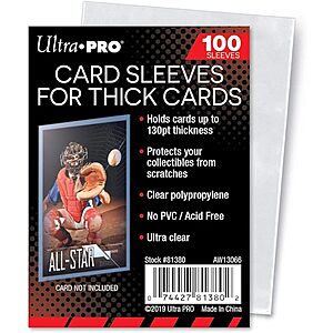 100 Ct. Ultra Pro Clear Thick Card Sleeves $1.50 + Free Ship w/Prime or on orders $35+