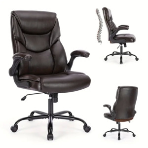 PU Leather Office Chair, Boss Chair With Flipped Armrests, High Back Ergonomic (Various Colors) $66.99 + Free Shipping