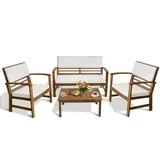 Set 4-Piece Acacia Wood Patio Furniture Patio Sofa Set with Water Resistant Cushions. 1 Sofa, 2 Chairs, 1 Table $109.32 + Free Shipping