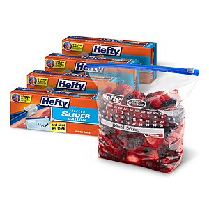 ​25 Count (Pack of 4) Hefty Freezer Calendar Slider Gallon Size Bags $10.96 + Free Shipping w/ Prime or on $35+
