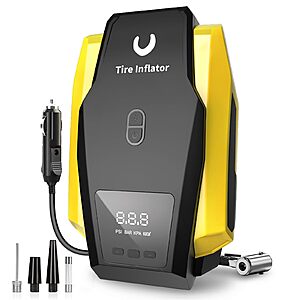 Powools Portable Air Compressor Tire Air Pump (Blue or Yellow) $12.99 + Free Shipping w/ Prime or on $35+