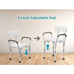 Bathtub Shower Height Adjustable Chair Bath Seat w/ Arms and Back Wgt. Limit 300 $35 + Free Shipping
