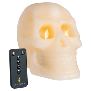 Luminara Martha Stewart Wax Skull Flameless Figural Candle with Remote (Ivory or Black) $24.99 + Free Shipping
