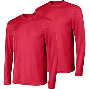 2-Pack Hanes Men's Cool DRI Long Sleeve T-Shirts (Deep Red) $10.15 