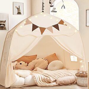 Little Dove Kids Play Tent with Flags & Star Lights (59"D x 39"W x 59"H,Cream) $20.70