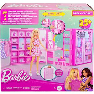 3' Barbie Dream Closet Toy Playset w/ Clothes & Accessories $24.97 + Free S&H w/ Walmart+ or on $35+