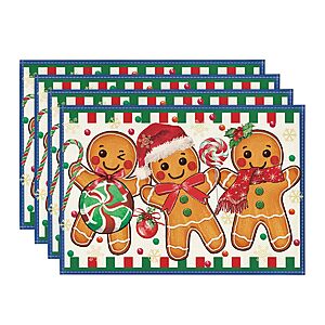 Set of 4,12x18 Inch Cloth Artoid Mode Gingerbread Candy Cane Blue Christmas Placemats $4.99 + Free Shipping w/ Prime or on $35