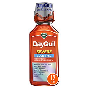 12 fl oz.Vicks Dayquil Cold & Flu Relief Liquid Over-the-Counter Medicine $6.98 + Free Shipping w/ Prime or on $35