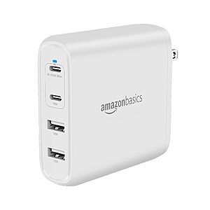 Amazon Basics 100W 4-Port GaN Wall Charger w/ 2 USB-C Ports & 2 USB-A Ports (White or Black) $32.99 + Free Shipping w/ Prime or on $35