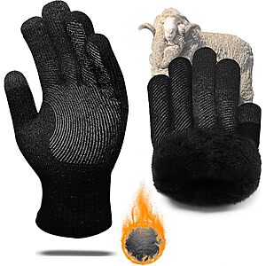CozyGalar Thermal Merino Wool Blend Touchscreen Gloves (Black) $5 