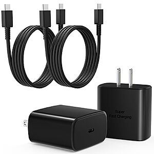 2-Pack Mitesbony 45W USB C Wall Chargers w/ 3' Cable (Black) $7.99 + Free Ship w/Prime or on orders $35+