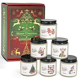 6-Pack Christmas Scented Candles for Home, Soy Set, 21 oz Jar $9.99 ($1.66 ea.) + Free Shipping w/ Prime or on $35+