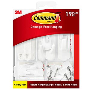 Command Variety Pack: 10 Picture Hanging Strips, 6 Wire Hooks & 8 Utility Hooks $10 