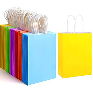 32-Pc XPCARE Kraft Paper Gift Bags (6 Colors, 5.25" x 3.25" x 8.25") $9 w/ S&S