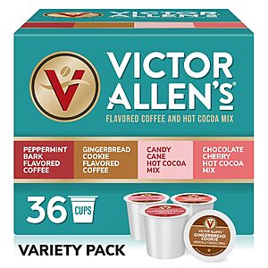 36-Ct. Victor Allen's K-Cup Coffee Holiday Favorites Coffee & Hot Cocoa Mix Variety Pack $10.54 w/s&s  + Free Shipping w/ Prime or on $35+