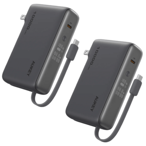 2-Pk 10,000mAh Aukey MixFlex Sling 30W USB-C Power Banks w/ Cable $25 + Free S&H