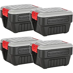 4-Pack Rubbermaid ActionPacker 8-Gallon Lockable Storage Box (Black/Gray)