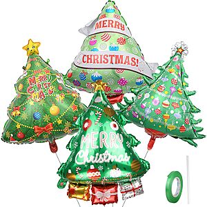 4-Styles/Pk. Christmas Tree Foil Balloons Christmas (Large up to 38") $1.24 + Free Shipping w/ Prime or on $35+