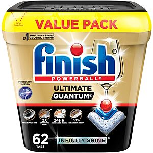 Prime: 62-ct Finish Ultimate Quantum Infinity Shine Dishwasher Detergent Pods $13.25 & More + Free S&H