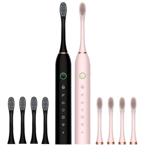 2-Pk Ultrasonic Rechargeable Toothbrush Set w/ 8 Brush Heads $15 + Free S&H