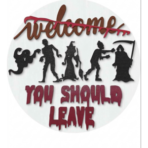 Afonso 12" Horror Movie Characters Welcome You Should Leave Wooden Halloween Door Sign $7.49 + Free Shipping w/ Prime or on $35+