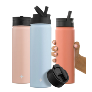 3-Pack: JoyJolt 22oz Triple Insulated Water Bottle with Included Flip & Sport Straw Lids (Cloud Blue, Blush Pink & Terracotta) $19.99 + Free Shipping