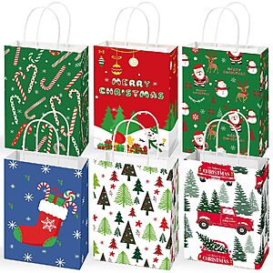 12-Pack Riccioofy Christmas Gift Bags (8.2" x 5.8" x 3.1", 6 Designs) $4.79 + Free Shipping w/ Prime or on $35+