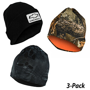 3-PACK Outdoor Beanie Hats (Kryptek, Realtree, Chevy) $12 + Free Shipping