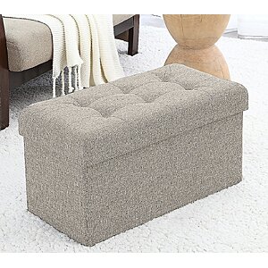 QVC New Customers: 30" Ornavo Home Foldable Tufted Linen Storage Ottoman Bench (Various Colors) $26.38 + Free Shipping