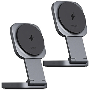 2-Pk Aukey Magfusion 15W Qi2 2-in-1 Foldable Charger $25 + Free S&H