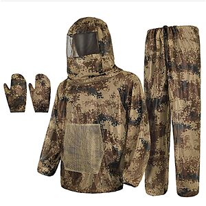 LOOGU Desert Digital Camo Mosquito Net Suit Jacket & Pants Set (Medium-Large)