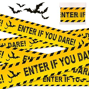3" x 82' Halloween "Enter If You Dare" Caution Tape w/ Bat Print $3.60 w/ S&S