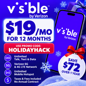 New Visible Members:12-Months Visible Unlimited 5G Mobile Phone Service Plans from $19/Month 