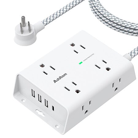 Addtam 8-Outlet Power Strip w/ 3 USB-A & 1 USB-C Ports, Flat Plug (White) $12.99 & More + Free Ship w/Prime or on orders $35+
