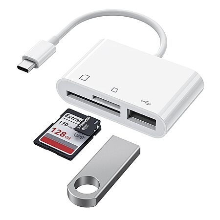 3-in-1 USB C Card Reader, Compatible with iPad Pro, MacBook Pro/Air, Chromebook, USB Camera Card Reader Adapter for XPS & More $4.99 + Free Shipping w/ Prime or on $35+