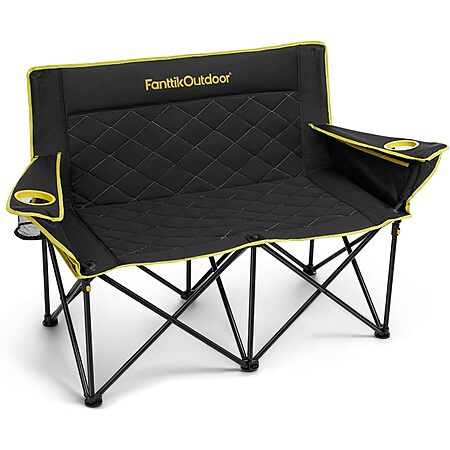 FanttikOutdoor Zeta L11 Duo Pro Double Camping Chair w/ Cup Holders & Carry Bag *600 lbs. Capacity (Black or Khaki) $59.99 + Free Shipping
