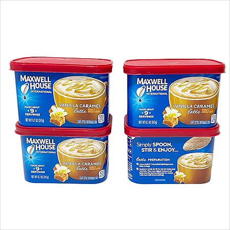 4-Pack 8.7-Oz Maxwell House International Vanilla Caramel Latte Instant Coffee Beverage Mix $9.38 + Free Shipping w/ Prime or on $35+