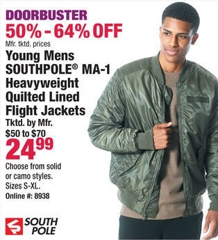 Boscov S Black Friday Southpole Ma 1 Young Men S Heavyweight