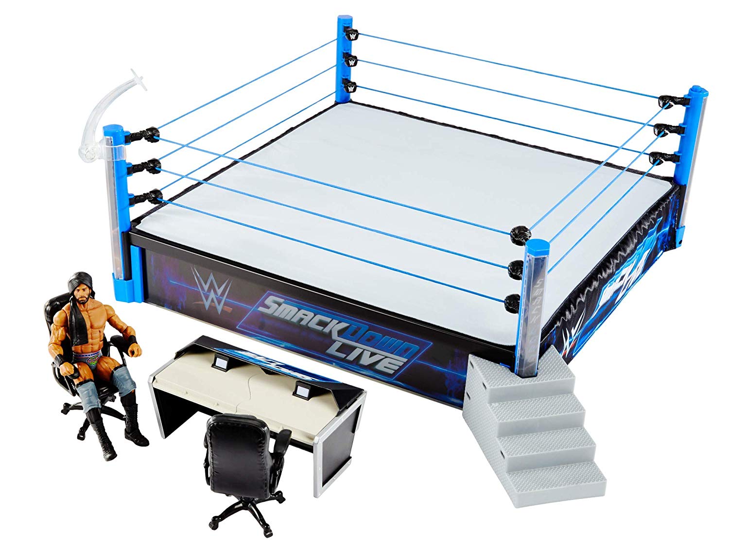 WWE Smackdown Live Main Event Ring $55.89 | Rock Figure $13.93 - Amazon