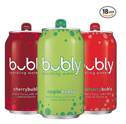 18-Count bubly Sparkling Water, Berry Cherry Variety Pack, 12oz Cans & More $7.83 5% or $7.01 15% w/s&s - Amazon