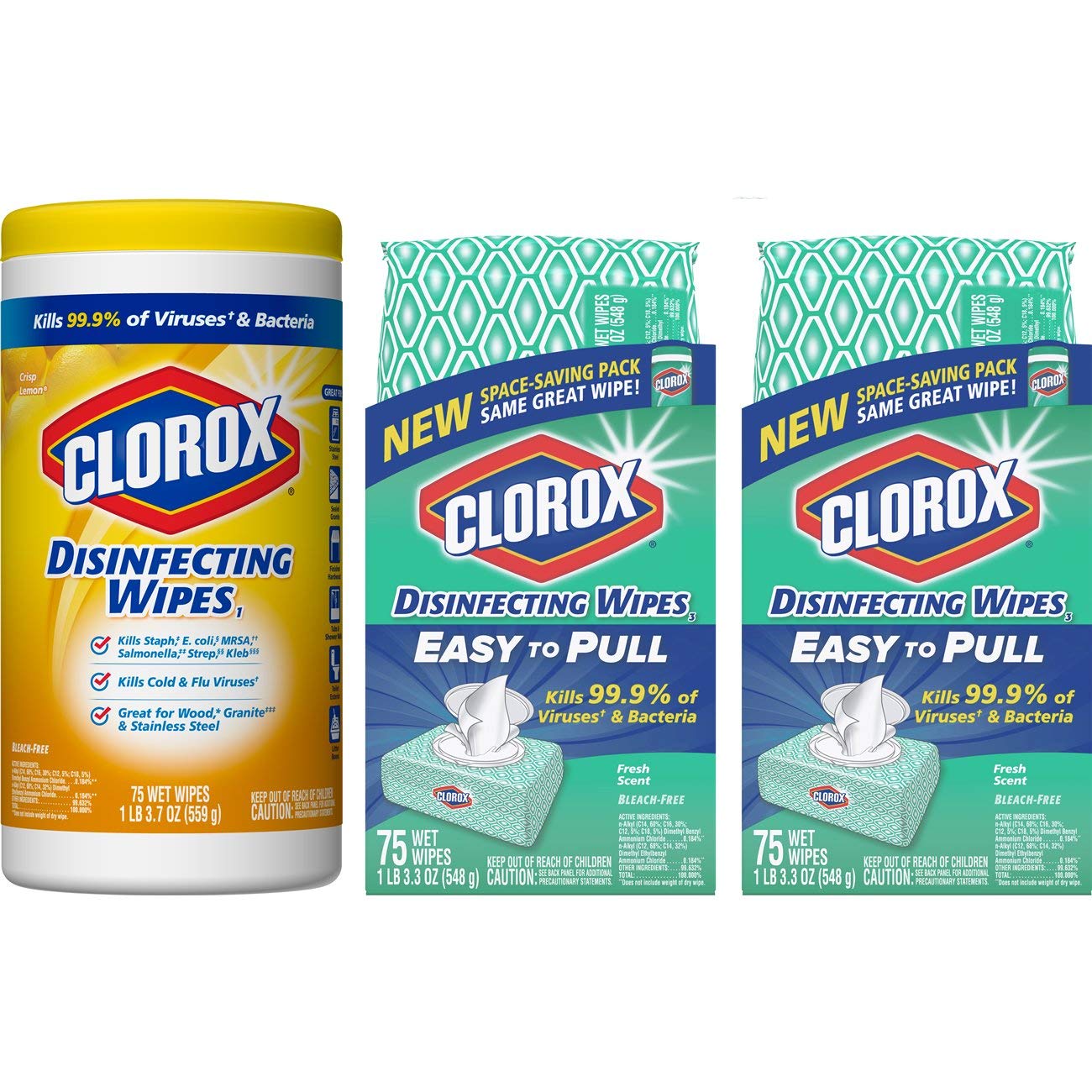 3-Pack Clorox Disinfecting Wipes Value Pack, Bleach Free ...